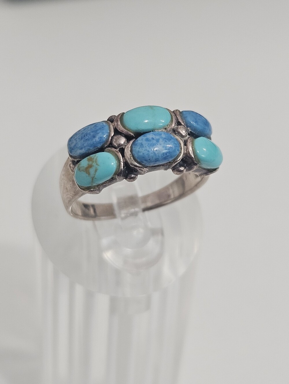 925 Turquoise & Denim Lapis Premier Designs Sterling Silver Gemstone Ring Size 7